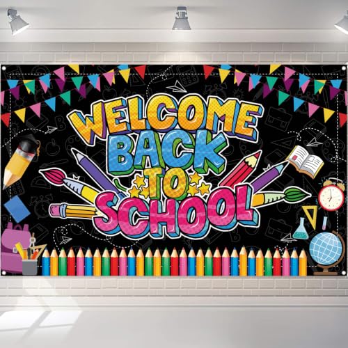 Welcome Back to School Banner - Large 72x43 Inch Backdrop for Classroom Decor