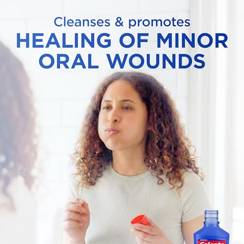 Colgate Peroxyl Antiseptic Mouth Sore Rinse, Alcohol-Free, Mint, 16.9 fl oz (Pack of 1) - Promotes Healing of Oral Wounds