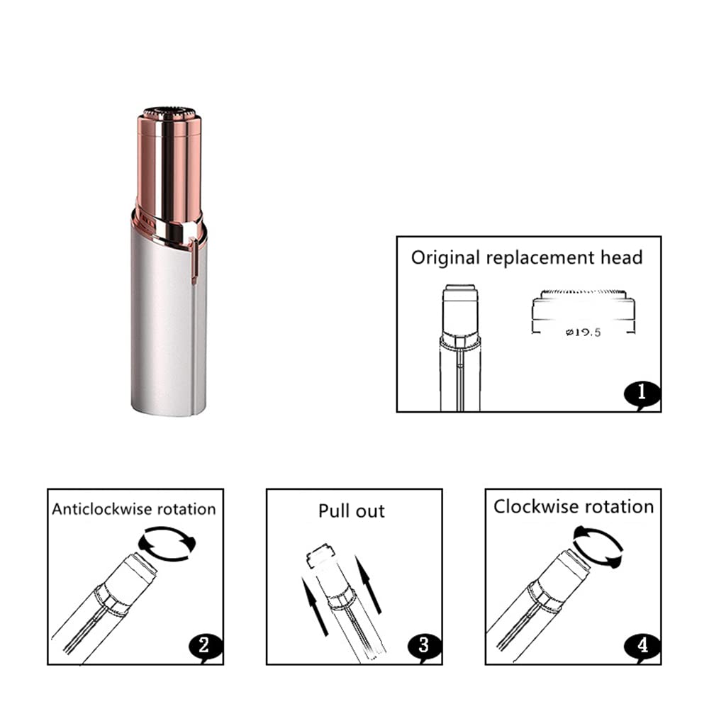 Facial Hair Remover Replacement Heads, for Flawless Finishing Rose Gold-Plated Blade Head, Cover Perfect and Smooth Finishing, 6 Pcs Rose Gold, Generation 1 Single Halo (Rose Gold-3Pcs)