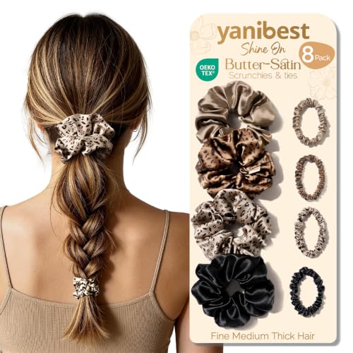 YANIBEST Satin Scrunchies for Hair Care - 8 Pack, No Damage