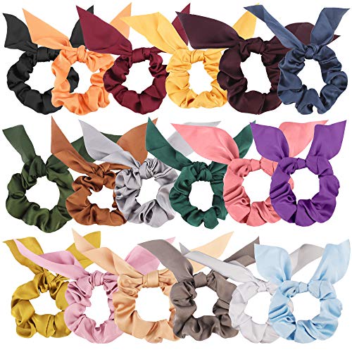ANBALA C-6 Silk Chiffon Scrunchies Set 18 Pcs Hair Accessories with Bow for Women & Girls