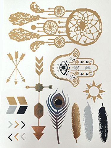 Modern Boho Gold/Silver Tattoo Sheets – 10-Sheet Ultimate Collection (Multicolor Variation)