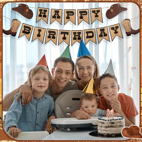 Cowboy Birthday Banner Decoration - Western Theme Party Supplies