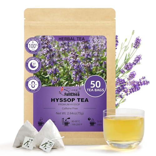 FullChea Hyssop Tea Bags - 50 Count Herbal Infusion, Caffeine-Free