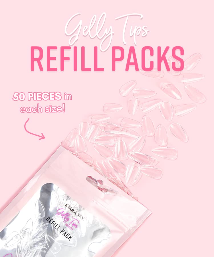 Kiara Sky Gelly Tip Refill Packs - Medium Coffin Shape Soft Gels