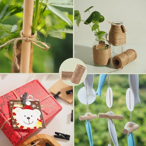 100 Black Mini Clothespins with 328ft Jute Twine for DIY Crafts