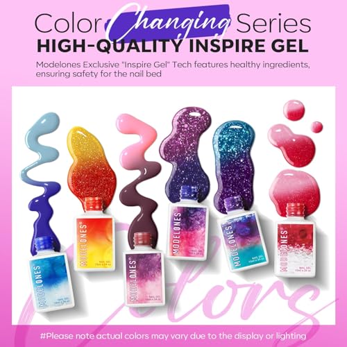 Modelones Neon Color Changing Gel Nail Polish Set - 6 Vibrant Shades, Beginner Friendly