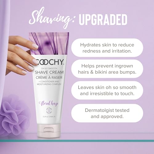 Coochy Shave Cream - Moisturizing Shave Lotion - Gentle Intimate Shaving Cream - For Bikini Area, Underarms, Legs & More - Rash-Free, Hydrating Formula - Floral Haze, 3.4 oz
