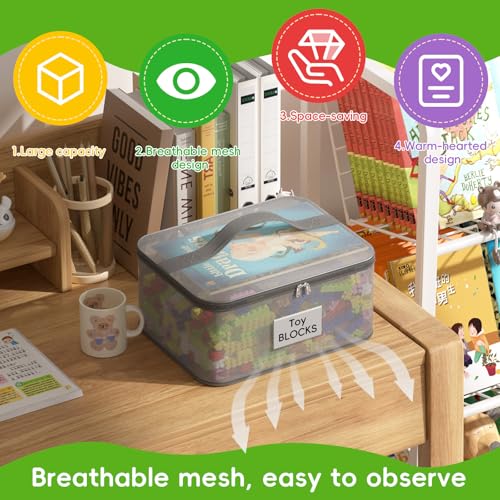 6 Pack Large Clear Toy Storage Bags with Zipper - Durable Organizer for Puzzles and Building Blocks