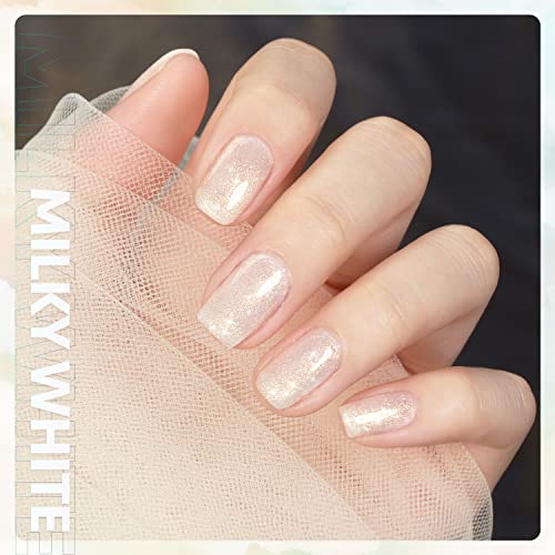 GAOY Shimmer Gel Nail Polish - 16ml Milky White Glitter Gel