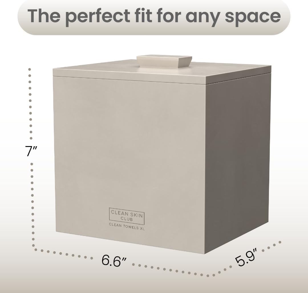 CLEAN SKIN CLUB Cement Box - XL Storage for 50 Disposable Towels | Concrete Container for Face Towelettes - Taupe Stone