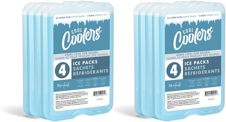 XL Slim Ice Packs - Quick Freeze Reusable Ice Packs for Lunch Boxes & Coolers | 4 Pack