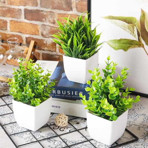 Der Rose 4-Pack Faux Plants in White Pots for Indoor Decor