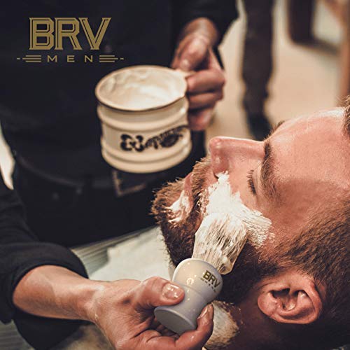 BRV MEN Pure Badger Shaving Brush, 24mm Large Knot, Heavy Resin Handle