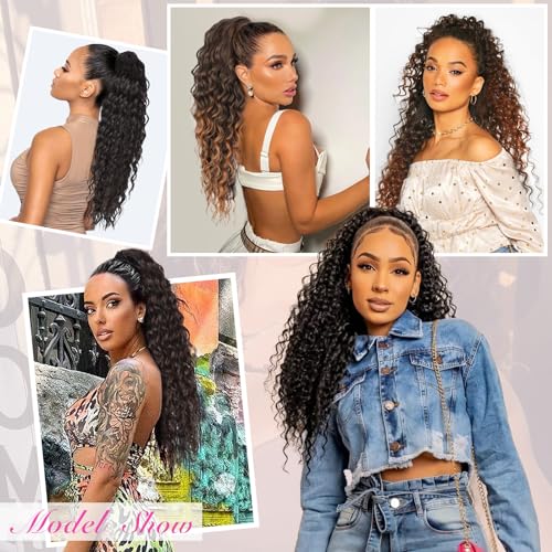 QGZ 26 Inch Reddish Brown Curly Ponytail Extension for Black Women