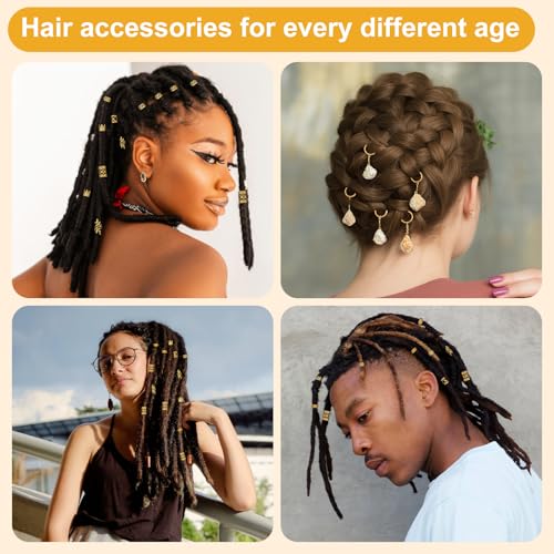 220Pcs Gold Hair Jewelry for Dreadlocks & Braids - CPOXITI