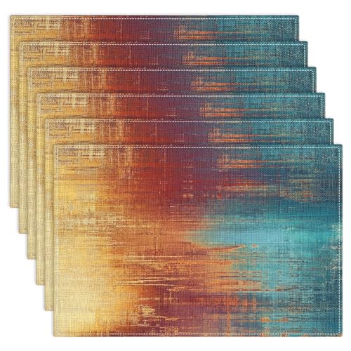 Emvency Farmhouse Placemats Set of 6 - 12x18 Inch Grunge Design