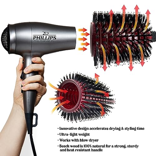 Phillips Brush Mini Monster Vent 6 Hair Brush 2" Barrel for Blowouts & Styling