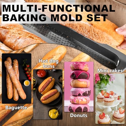 Silicone Hamburger Bun and Baguette Pan Set - 2 PCS Baking Mold