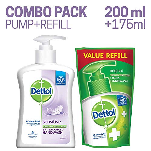 Dettol Liquid Sensitive Handwash 200ml with Free Original Pouch 175ml