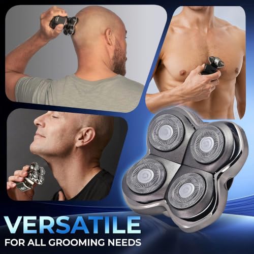 Krytonix Silver P2 2-Pack Pro 4D Shaver Replacement Blades for Skull Shaver