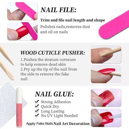 Lifextol Black Short Square Press On Nails with Glue & Tabs - 240pcs