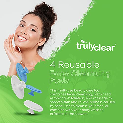 Truly Clear Silicone Facial Exfoliator Pads - Gentle Skin Cleansing Brush (4 Pack)