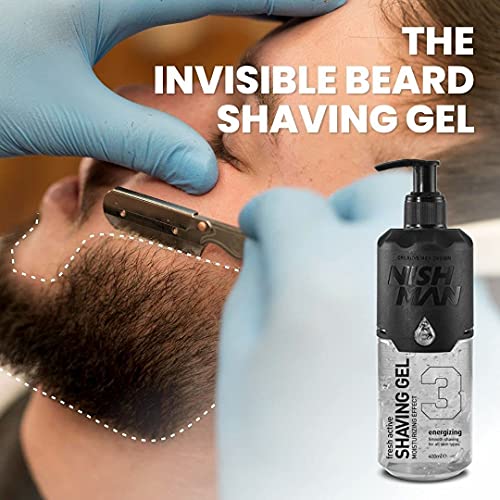 Nishman Shaving Gel 400ml - Clear, Non-Irritating, Moisturizing for Smooth Shave