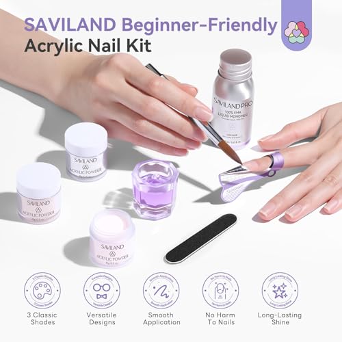 SAVILAND Bio-Based Acrylic Nail Kit with White Variant for Beginners