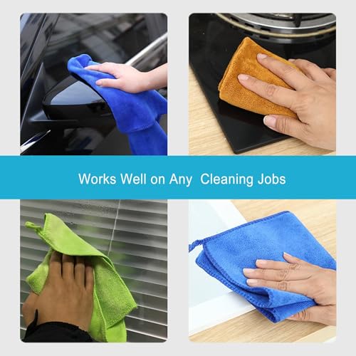 400 GSM Ultra Absorbent Microfiber Cleaning Cloths - 12 Pack
