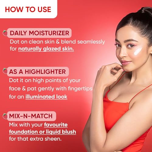 MENT Strawberry Dew Strobe Cream - Hydrating Face Moisturizer & Highlighter, Dewy Glow, 30ml