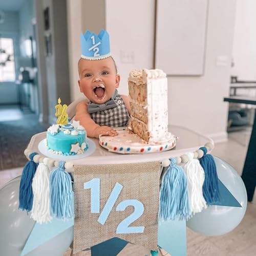 1/2 Birthday Boy Decorations Set with Crown and Garland