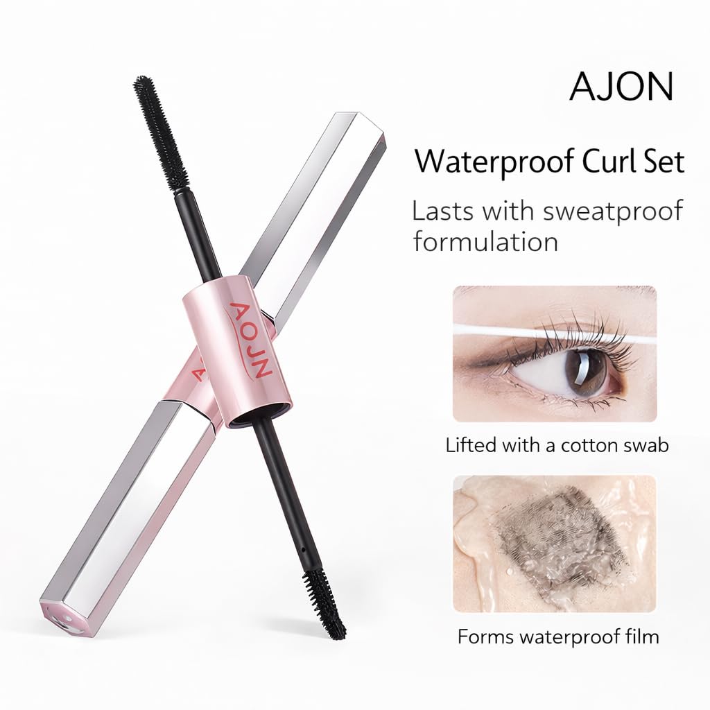 Dual-Ended Metal Mascara | Volumizing & Lengthening Waterproof Formula for Dramatic Black Lashes - Long-Lasting, No Flaking, No Clumping