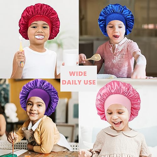3 Pcs Kids Sleeping Bonnets for Girls & Boys Small-Medium A3-Black Pink Purple