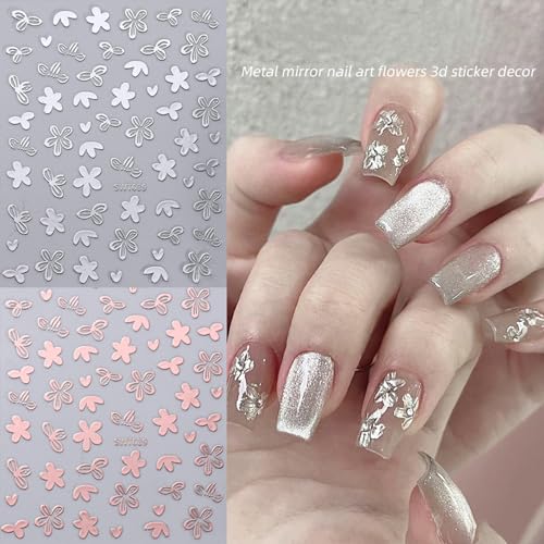TOGZOM Style5 Gold Flower Leaf Nail Art Stickers 3D Self-Adhesive Decals for Women