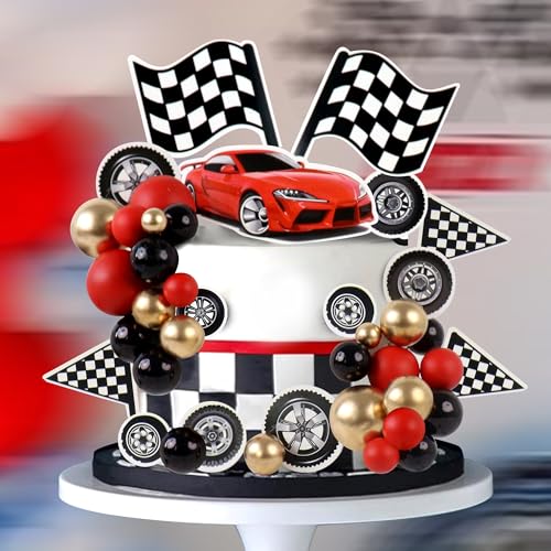 Ercadio 42Pcs Race Car Cake Toppers & Cupcake Decorations