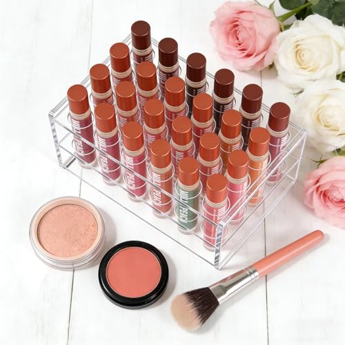 Acrylic Perfume Organizer Rack with 24 Slots for Rollerballs & Travel Vials