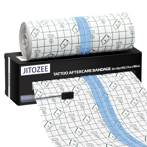 Tattoo Aftercare Bandage 6'' x 26 ft - Waterproof Healing Wrap with Sliding Knife