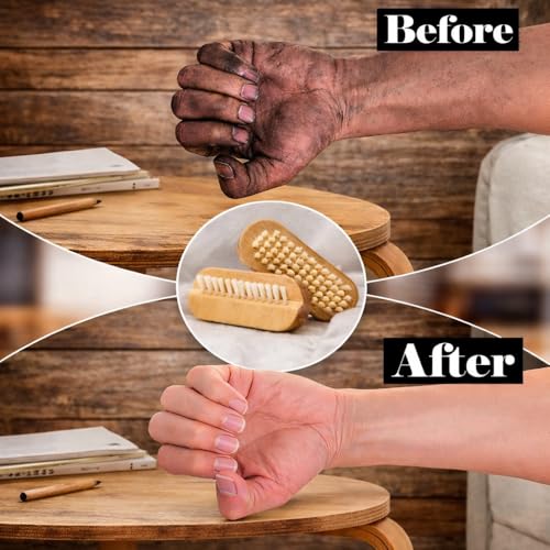 4 Pcs Wooden Nail Brush Set - Two-Sided Cleaning Brushes for Nails