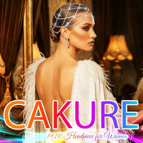 CAKURE Rhinestone Flapper Head Chain - Silver 1920s Gatsby Headpiece