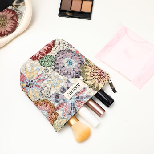 BOCGRPU 2-Pack Flower Garden Makeup Bags Set - 10.2 x 7.1 x 1.5 in & 6.3 x 5.5 x 2 in