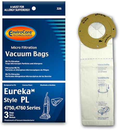 EnviroCare Replacement Vacuum Bags for Eureka Type PL 3-Pack