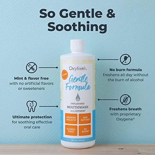 Oxyfresh Ultra Sensitive Unflavored Mouthwash 16 Fl Oz - Gentle, Alcohol-Free, No Mint