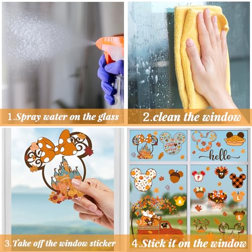 Mouse Themed Fall Window Clings - 9 Sheets Removable Stickers