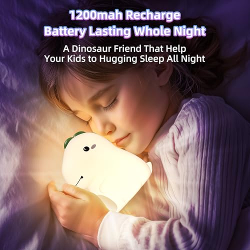 Dinosaur Night Light - 16 Color Silicone Touch Lamp for Kids