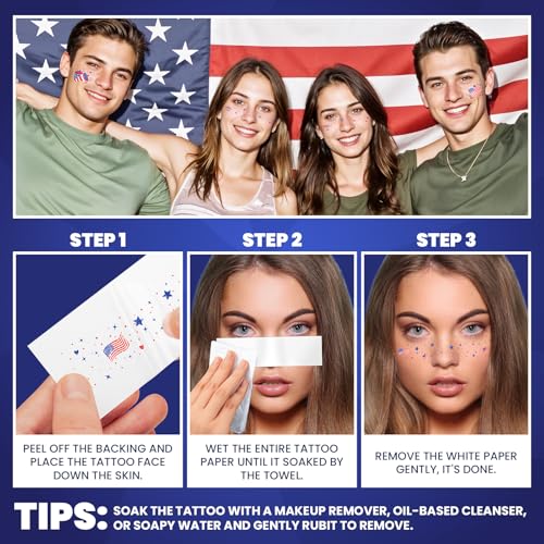 Labor Day Glitter Freckles & Temporary Tattoos - 40 Sheets USA Designs
