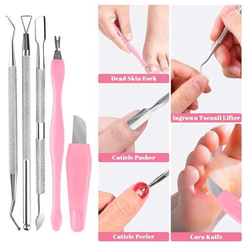 Pink Professional Pedicure Foot Care Kit - 30-Piece Callus & Hard Skin Remover