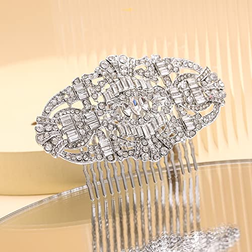 EVER FAITH 1920s Art Deco Austrian Crystal Bridal Hair Comb Side Piece