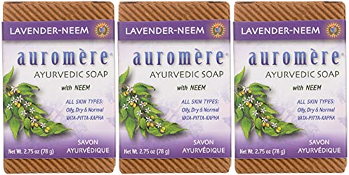 Auromere Lavender Neem Bar Soap - Eco-Friendly 2.75 oz (Pack of 3)