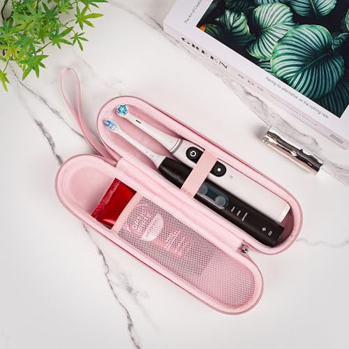 TOCCOOL Electric Toothbrush Travel Case - Portable Holder for 2 Brushes (Pink)